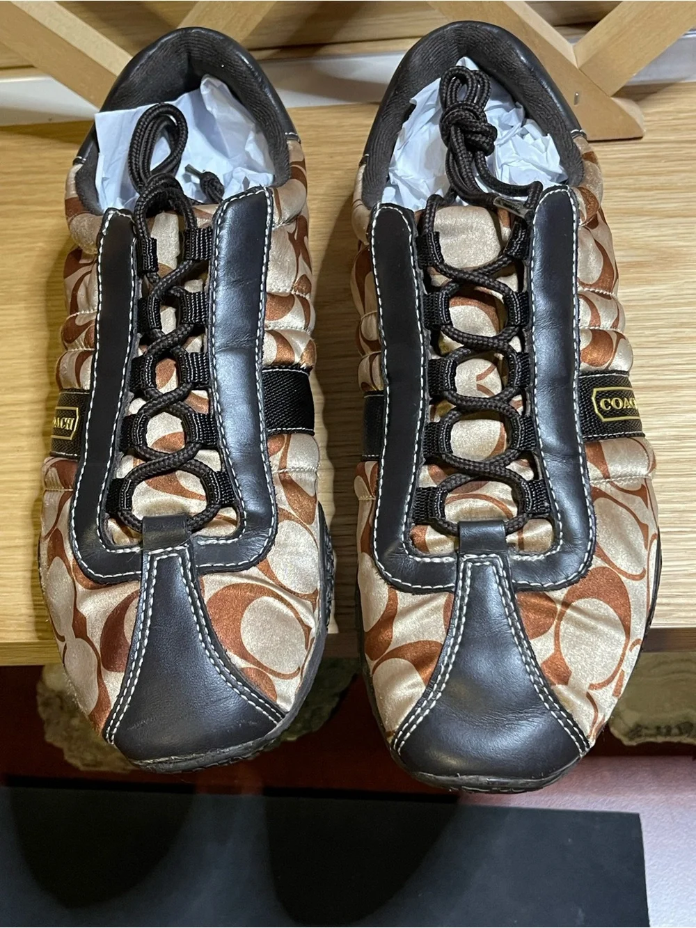 Coach W Sz 8M Metallic Bronze / Choco Quilted low -top Sneaker /Authentic Coach